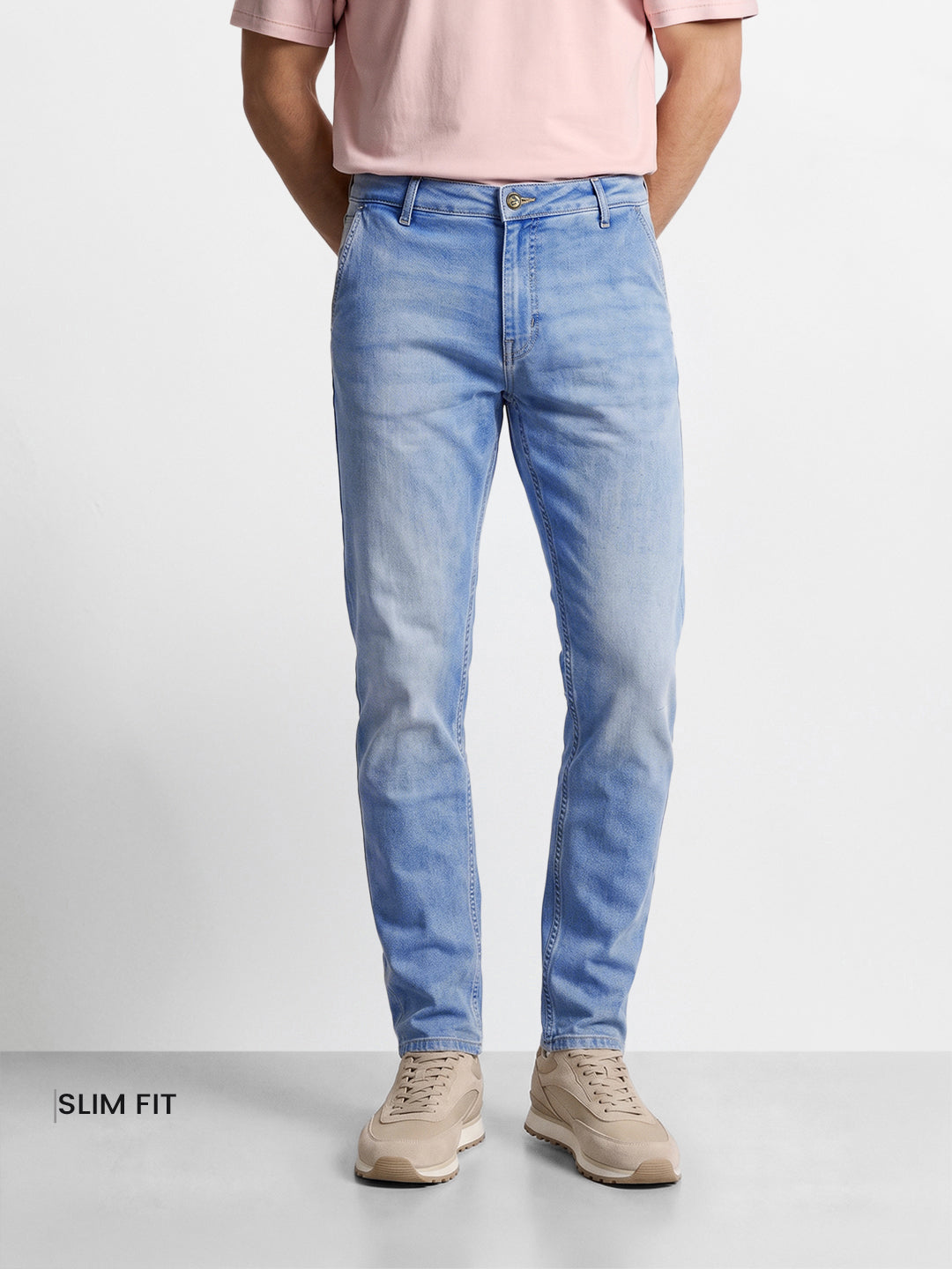 Men's Blue Slim Fit Solid Casual Jeans