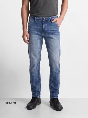 Men's Blue Slim Fit Solid Casual Jeans