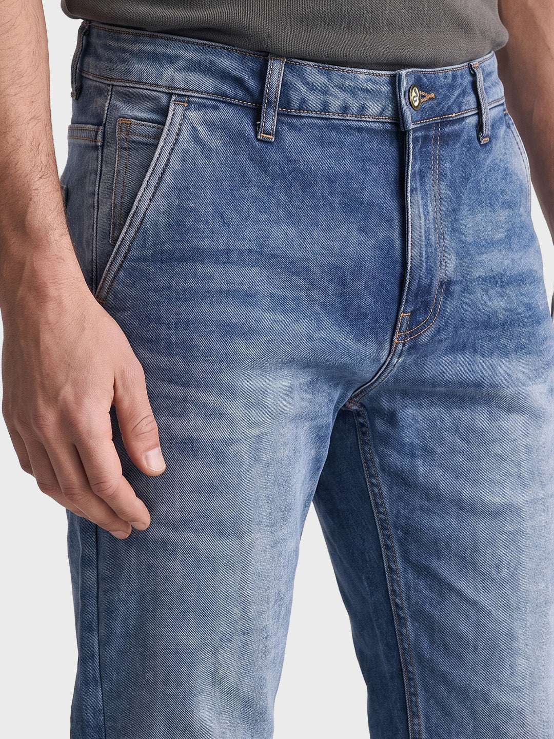 Men's Blue Slim Fit Solid Casual Jeans