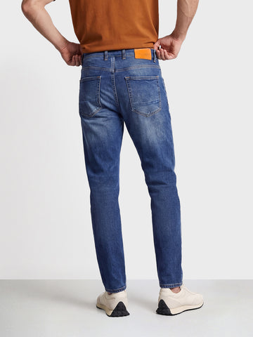 Men's Blue Carrot Fit Solid Casual Jeans