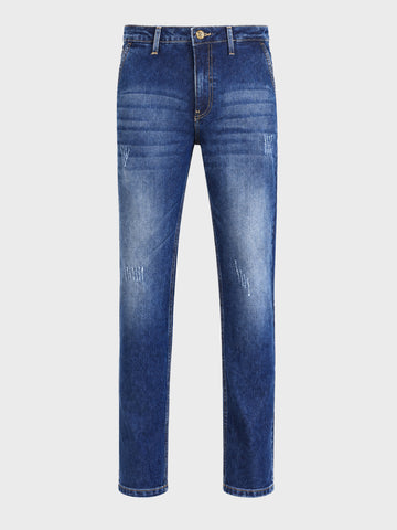 Men's Blue Carrot Fit Solid Casual Jeans