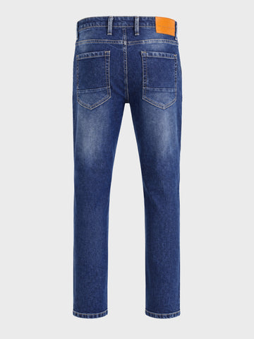Men's Blue Carrot Fit Solid Casual Jeans
