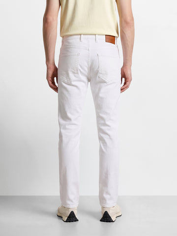 Men's White Slim Fit Solid Casual Jeans