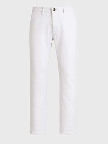 Men's White Slim Fit Solid Casual Jeans