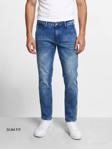 Men's Blue Slim Fit Solid Casual Jeans