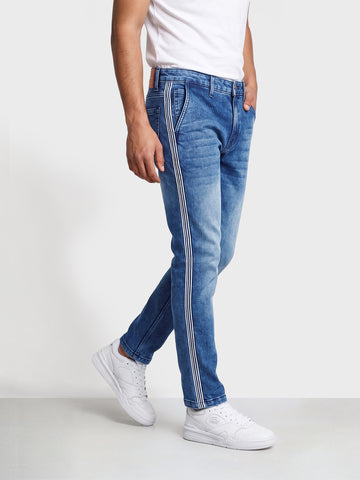 Men's Blue Slim Fit Solid Casual Jeans