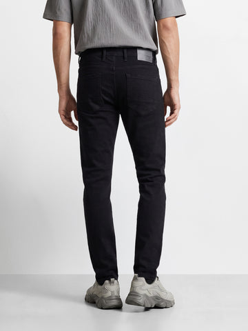 Men's Black Slim Fit Solid Casual Jeans
