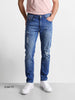 Men's Blue Slim Fit Solid Casual Jeans