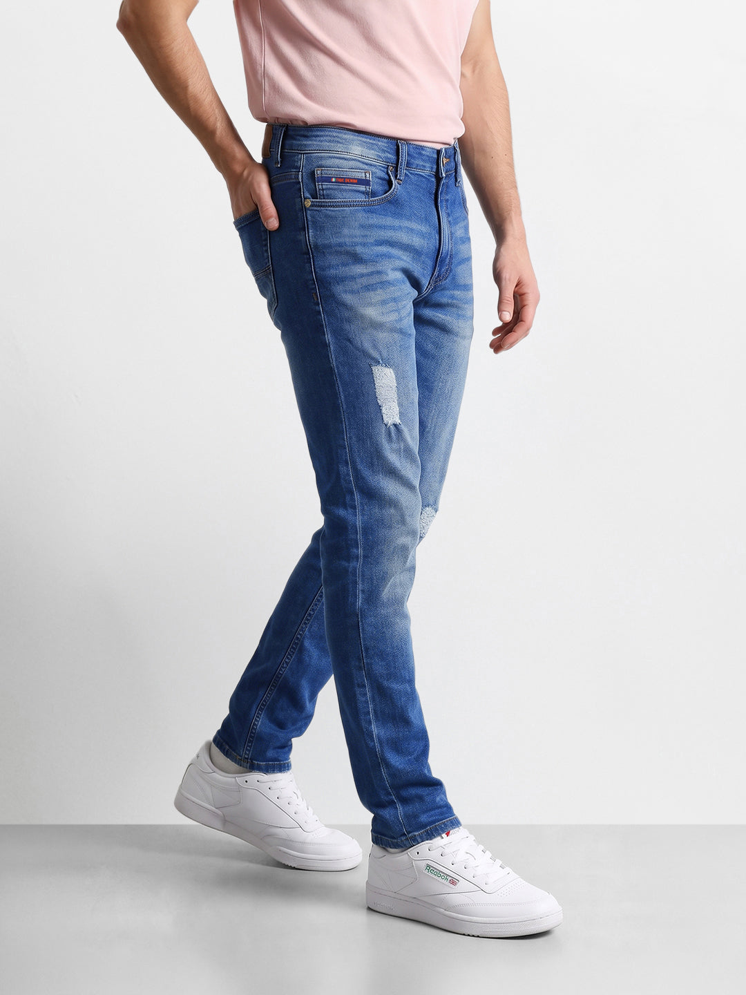 Men's Blue Slim Fit Solid Casual Jeans