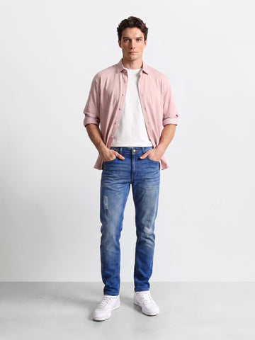 Men's Blue Slim Fit Solid Casual Jeans