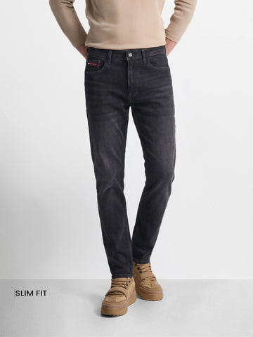Men's Black Slim Fit Solid Casual Jeans