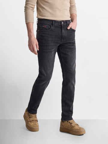 Men's Black Slim Fit Solid Casual Jeans
