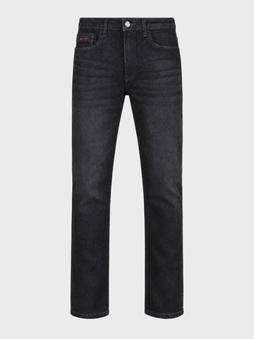 Men's Black Slim Fit Solid Casual Jeans