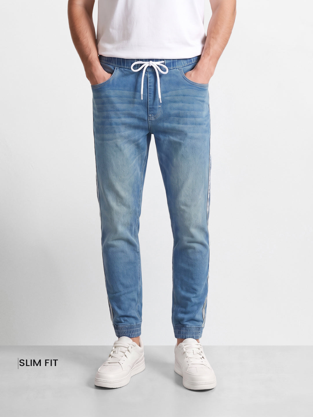 Men's Blue Slim Fit Solid Casual Jeans