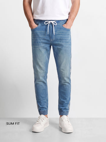Men's Blue Slim Fit Solid Casual Jeans