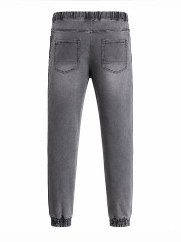 Men's Grey Slim Fit Solid Casual Jeans