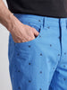 Men's Blue Slim Fit Printed Casual Shorts