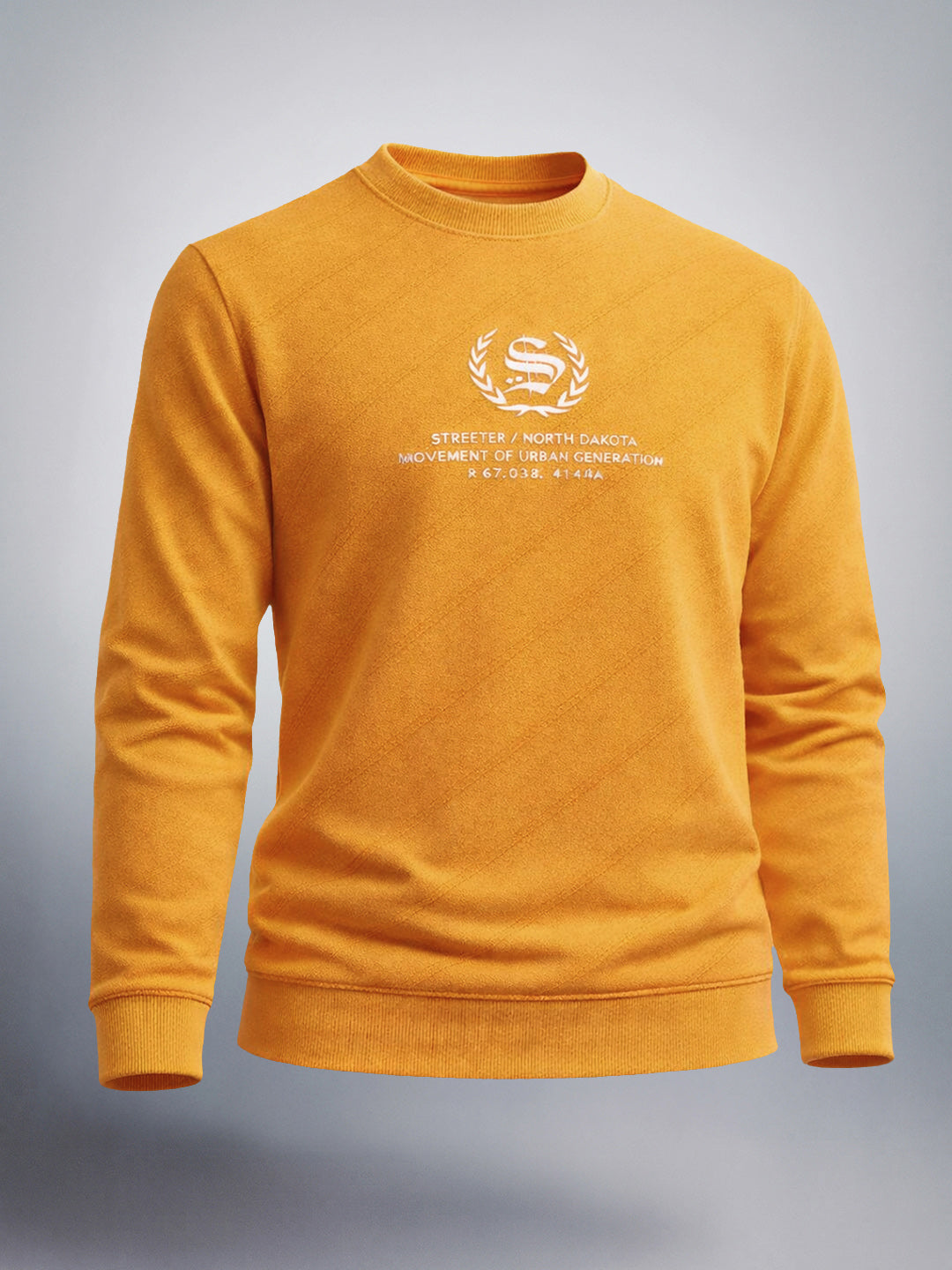 Men's Mustard Regular Fit Printed Casual Sweat Shirt