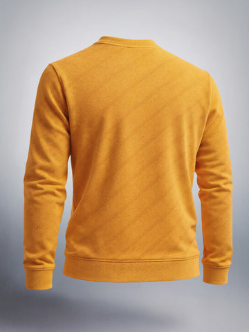 Men's Mustard Regular Fit Printed Casual Sweat Shirt