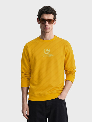 Men's Yellow Regular Fit Printed Casual Sweatshirts