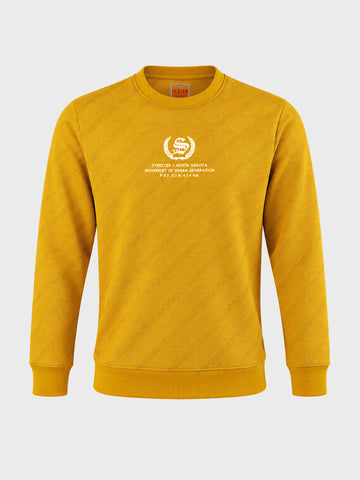Men's Yellow Regular Fit Printed Casual Sweatshirts
