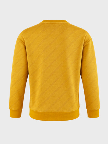 Men's Yellow Regular Fit Printed Casual Sweatshirts
