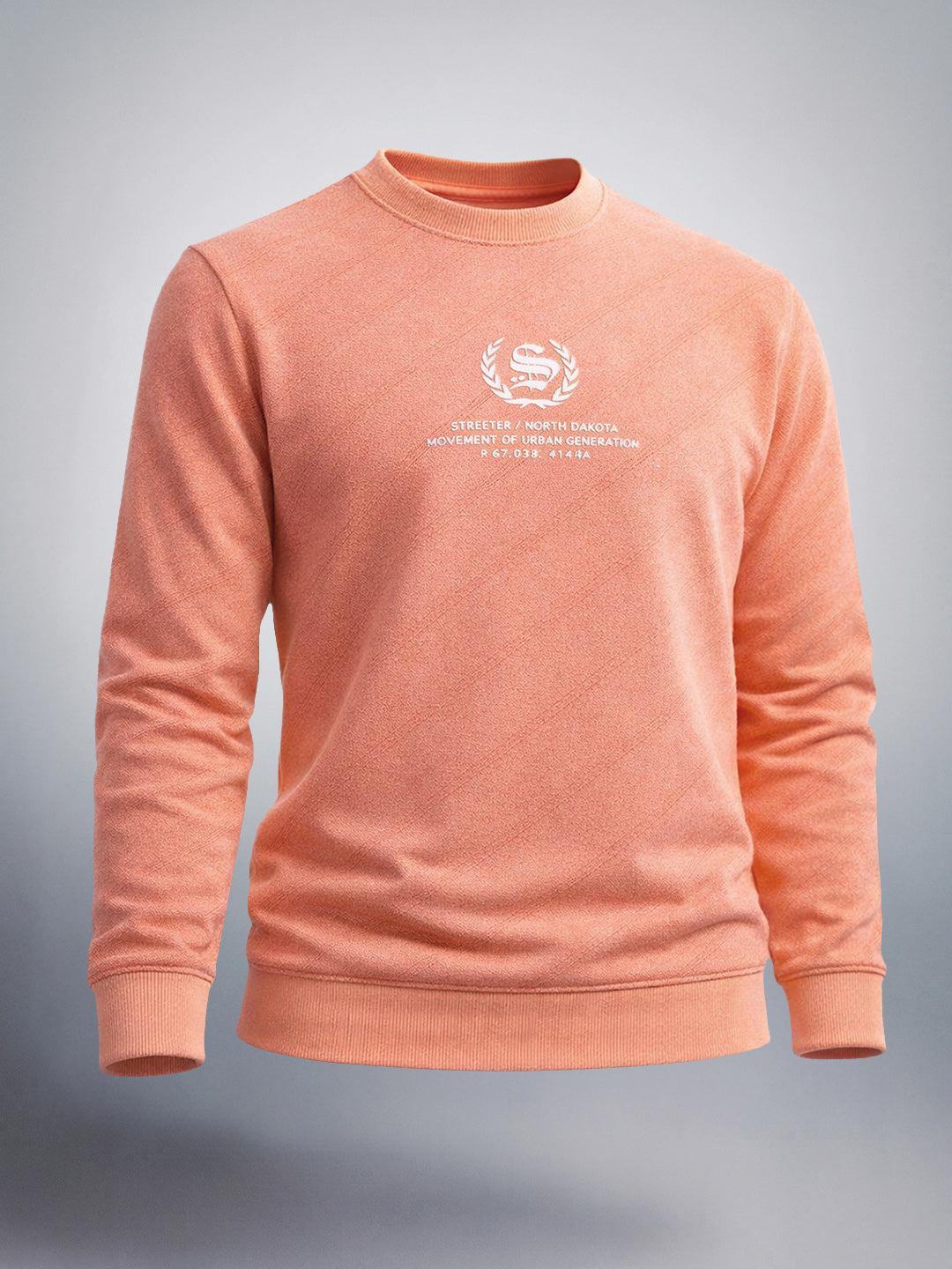 Men's Peach Regular Fit Printed Casual Sweat Shirt
