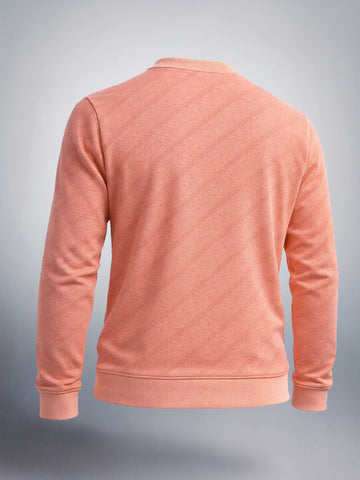 Men's Peach Regular Fit Printed Casual Sweat Shirt