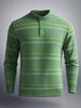 Men's Smoke Green Regular Fit Striped Casual Sweat Shirt