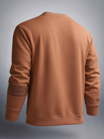 Men's Butter scotch Relaxed Fit Paisley Casual Sweat Shirt