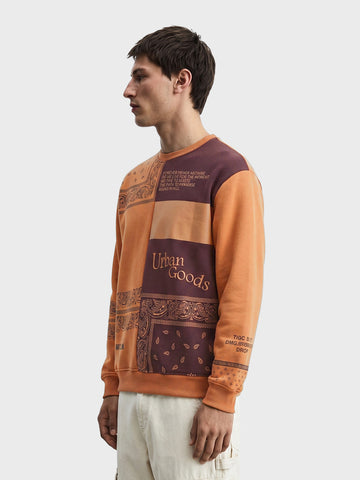Men's Khaki Relaxed Fit Printed Casual Sweatshirts
