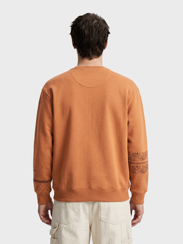 Men's Khaki Relaxed Fit Printed Casual Sweatshirts