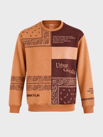 Men's Khaki Relaxed Fit Printed Casual Sweatshirts