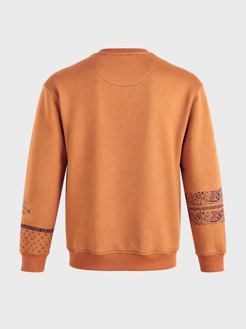 Men's Khaki Relaxed Fit Printed Casual Sweatshirts