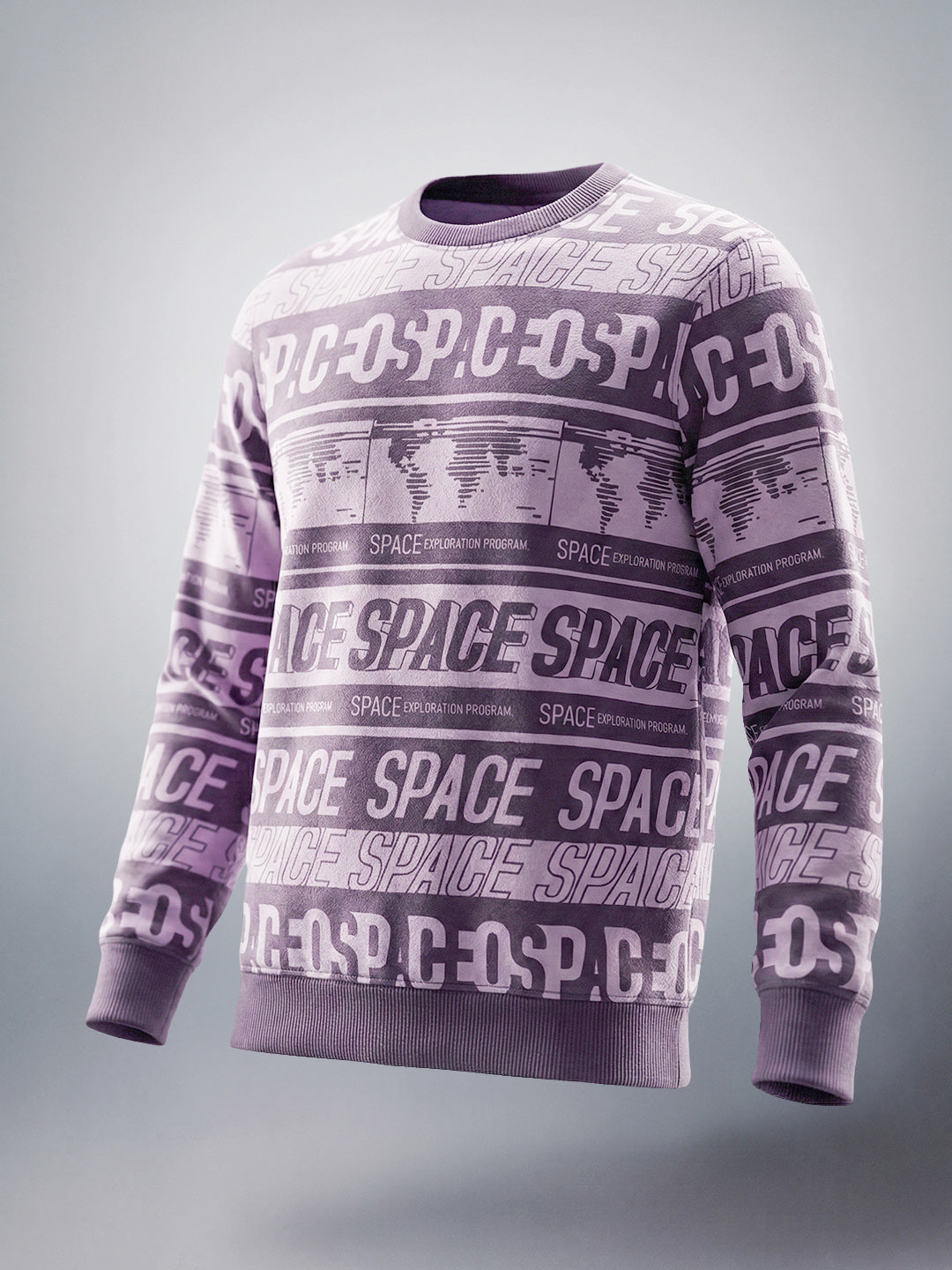 Men's Purple Regular Fit Typographic Printed Athletic  Sweat Shirt