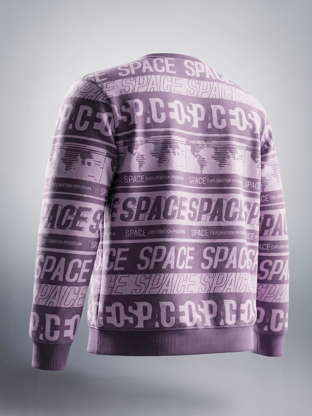 Men's Purple Regular Fit Typographic Printed Athletic  Sweat Shirt