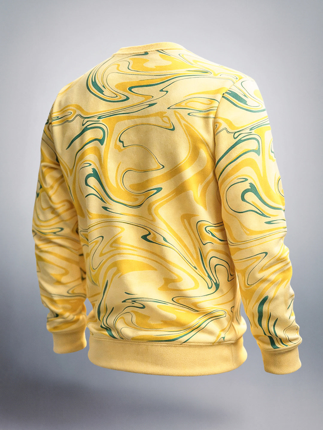 Men's Sun Yellow Regular Fit Printed Casual Sweat Shirt