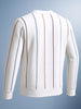 Men's Bright White Regular Fit Striped Athletic  Sweat Shirt