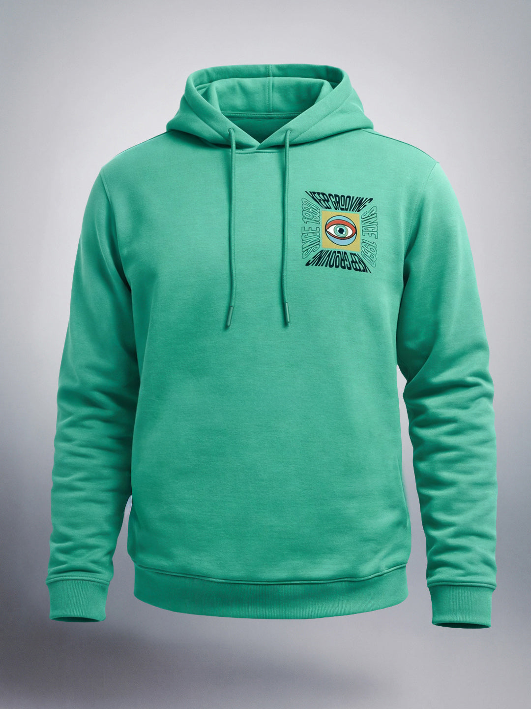 Men's Green Regular Fit Printed Casual Sweat Shirt