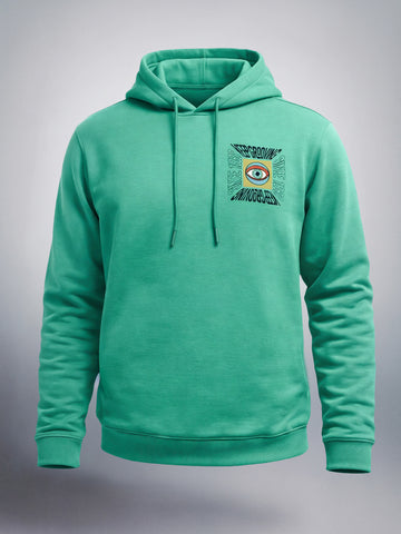 Men's Green Regular Fit Printed Casual Sweat Shirt