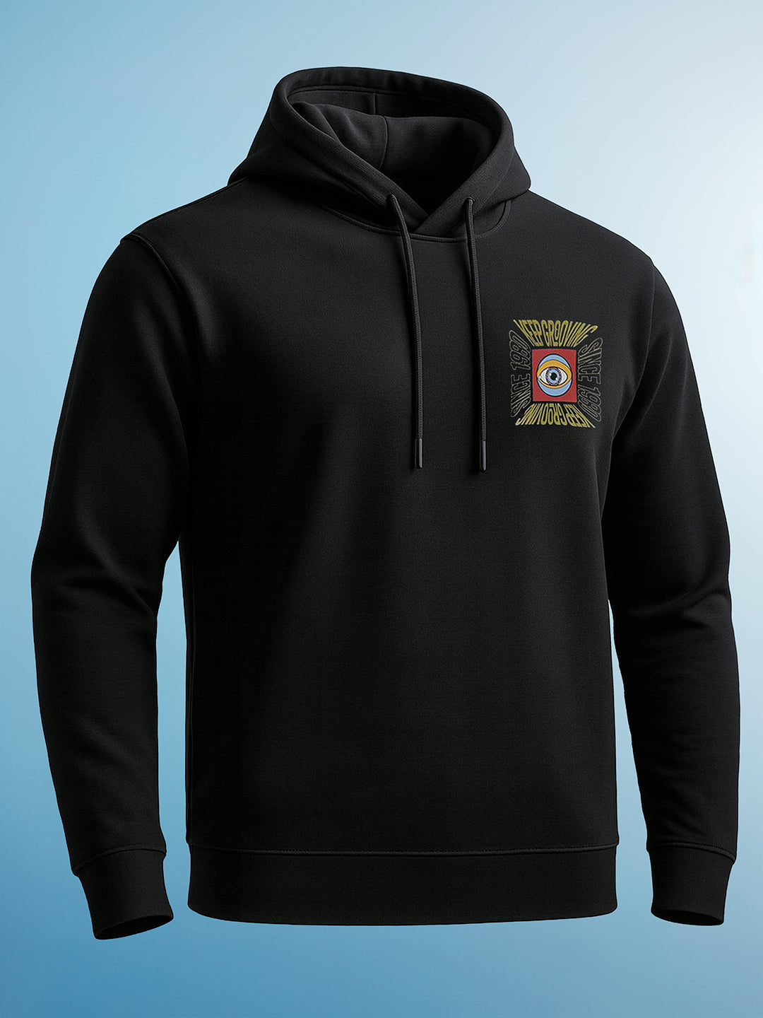 Men's Black Regular Fit Printed Casual Sweat Shirt