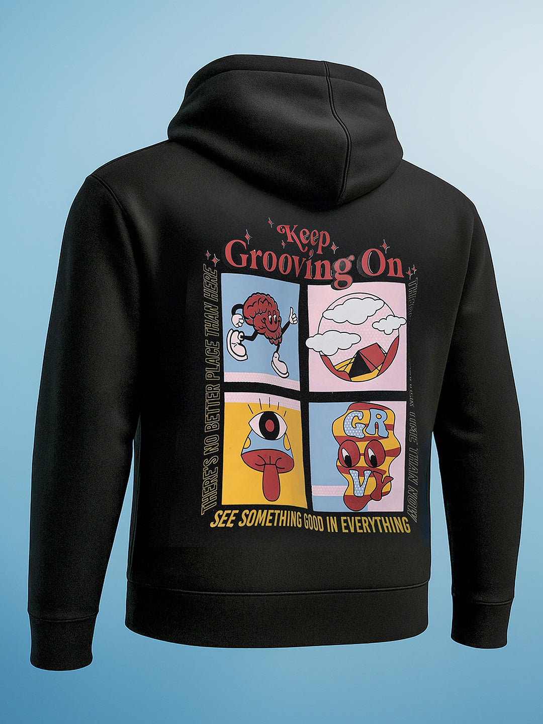 Men's Black Regular Fit Printed Casual Sweat Shirt