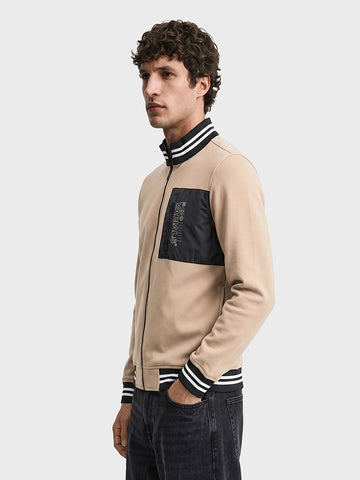 Men's Beige Regular Fit Printed Casual Sweatshirts