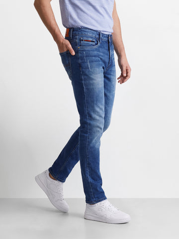 Men's Blue Regular Fit Solid Casual Jeans