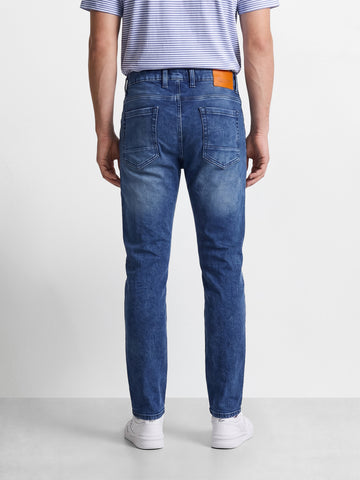 Men's Blue Regular Fit Solid Casual Jeans