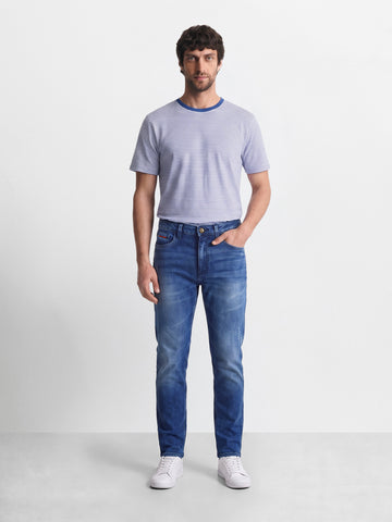 Men's Blue Regular Fit Solid Casual Jeans