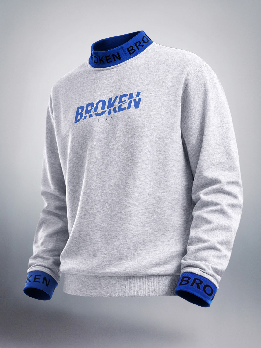 Men's Grey Melange Oversized Fit Printed Casual Sweat Shirt