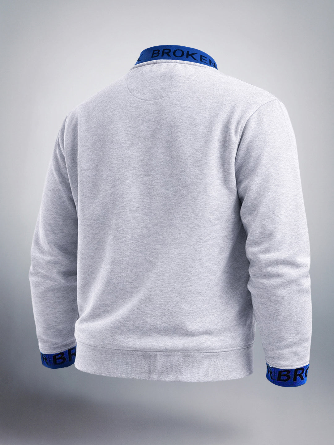 Men's Grey Melange Oversized Fit Printed Casual Sweat Shirt