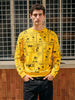 Men's Yellow Oversized Fit Printed Casual Sweatshirts