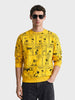 Men's Yellow Oversized Fit Printed Casual Sweatshirts